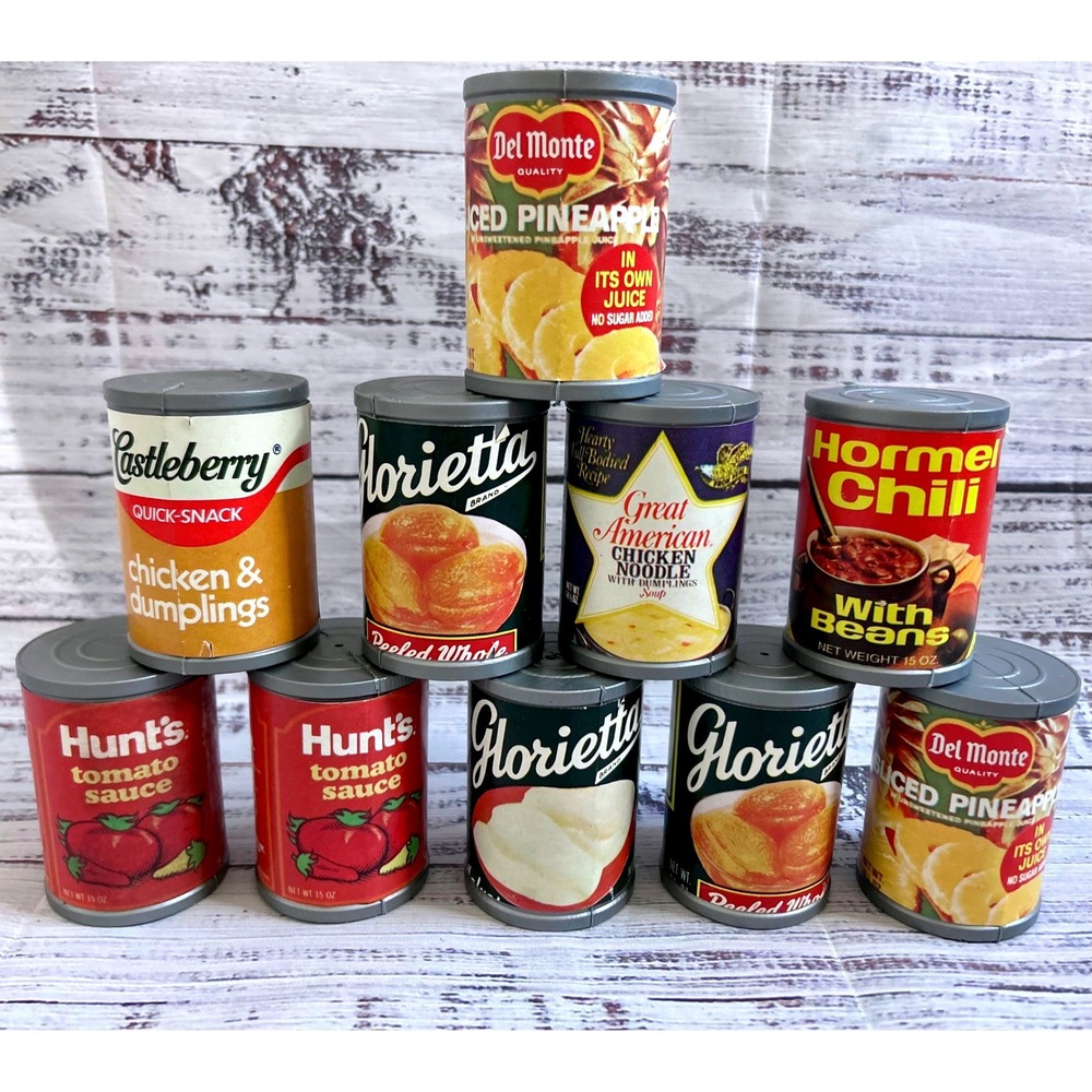 Vintage Play Food Canned Goods Lot - Hunts Hormel Glorietta Del Monte